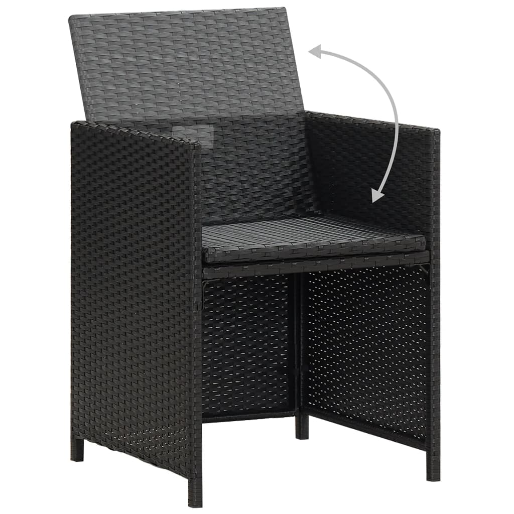 Cadeiras de jantar p/ jardim com almofadões 4 pcs vime PE preto