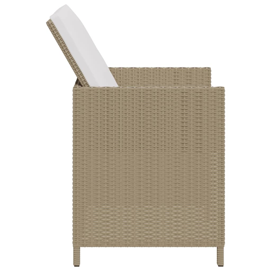Cadeiras de jantar p/ jardim com almofadões 4 pcs vime PE bege