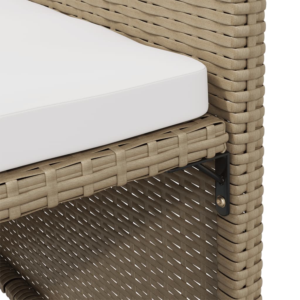 Cadeiras de jantar p/ jardim com almofadões 4 pcs vime PE bege