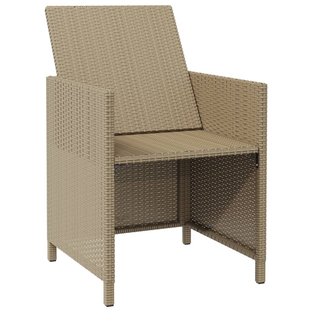 Cadeiras de jantar p/ jardim com almofadões 4 pcs vime PE bege