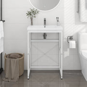 Estrutura p/ lavatório casa de banho ferro 59x38x83 cm branco
