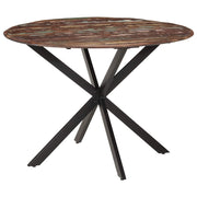 Mesa de jantar Ø110x78 cm madeira recuperada maciça e aço