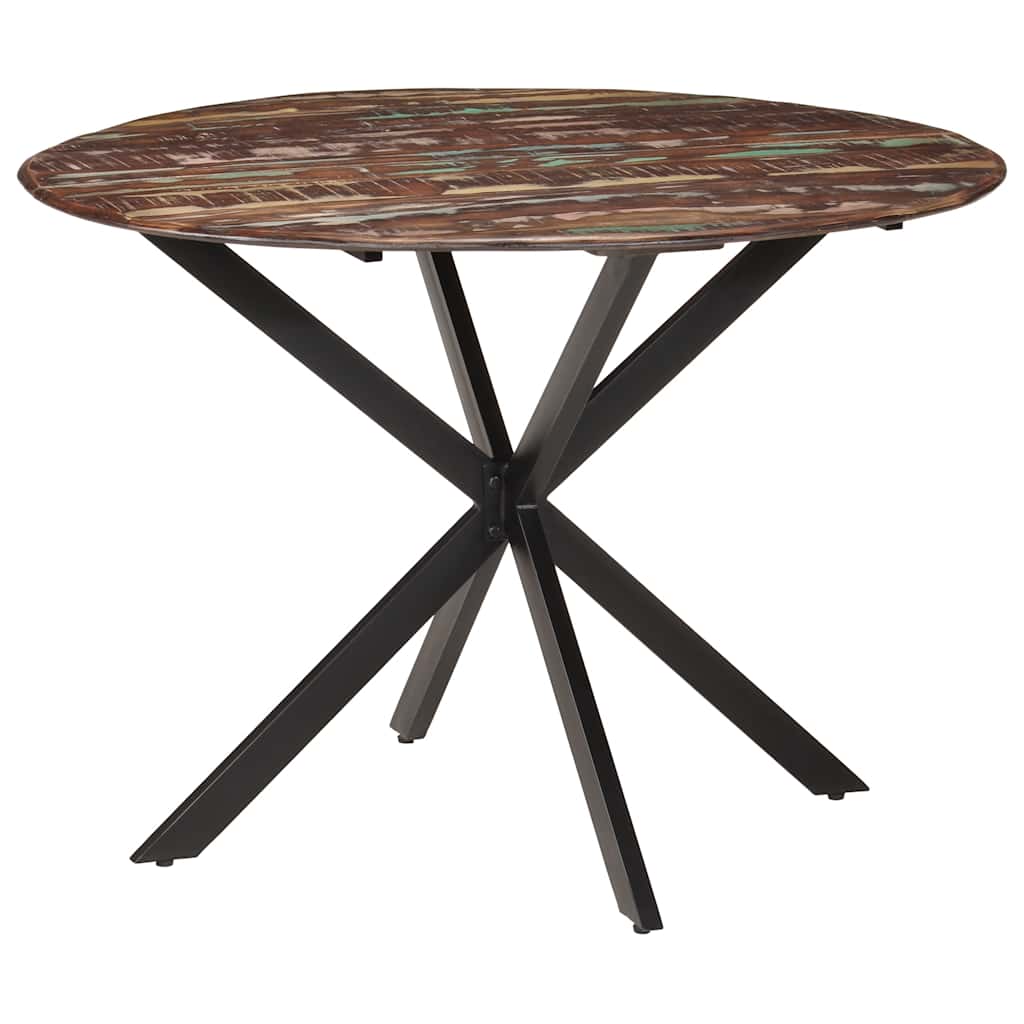 Mesa de jantar Ø110x78 cm madeira recuperada maciça e aço