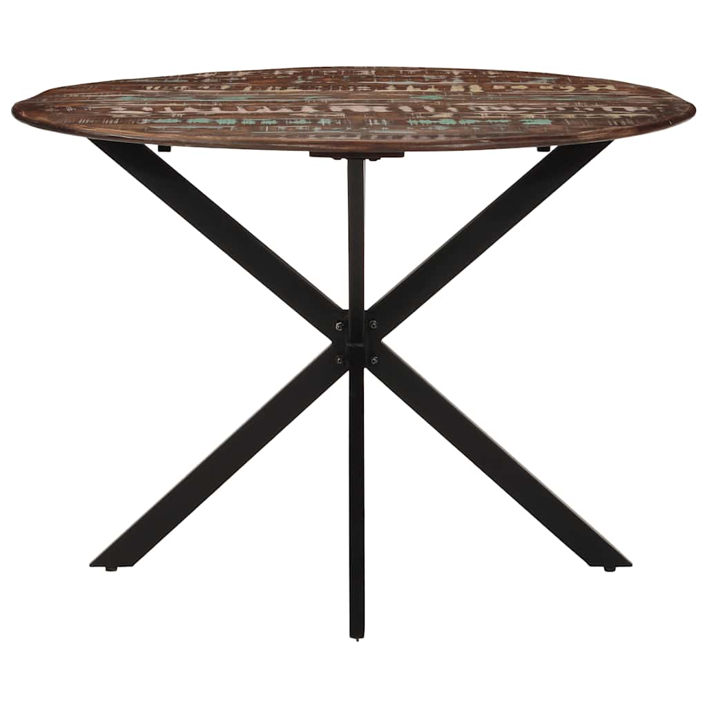 Mesa de jantar Ø110x78 cm madeira recuperada maciça e aço