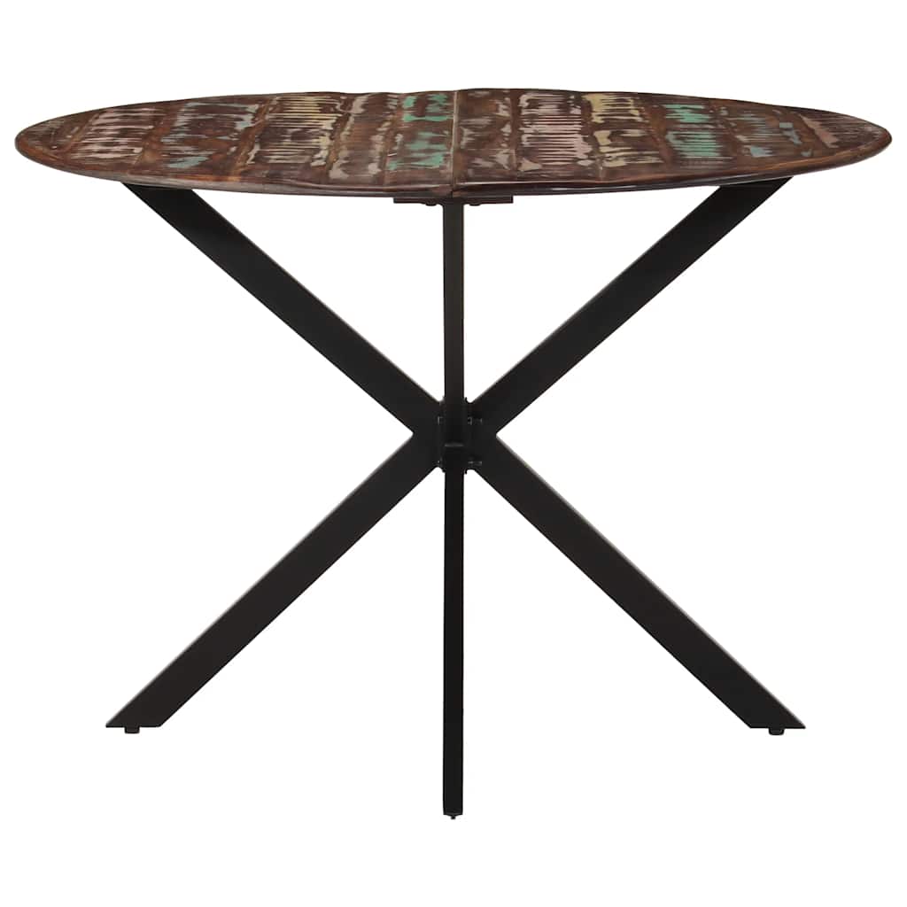 Mesa de jantar Ø110x78 cm madeira recuperada maciça e aço