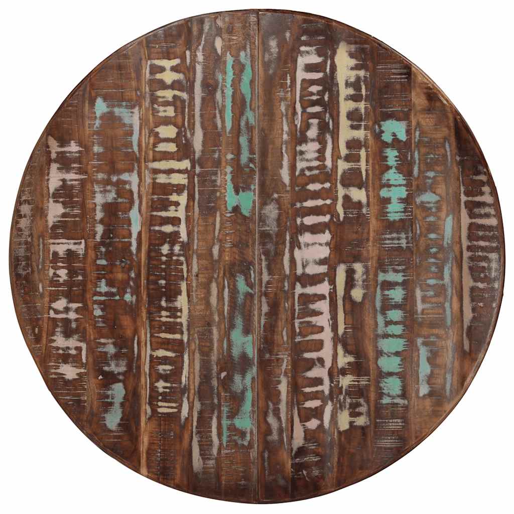 Mesa de jantar Ø110x78 cm madeira recuperada maciça e aço