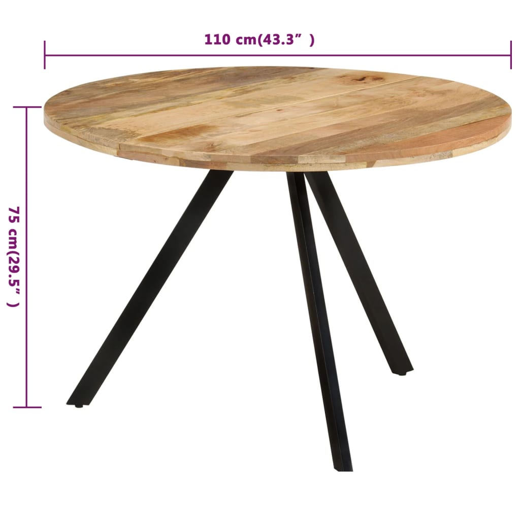 Mesa de jantar 110x75 cm madeira de mangueira maciça