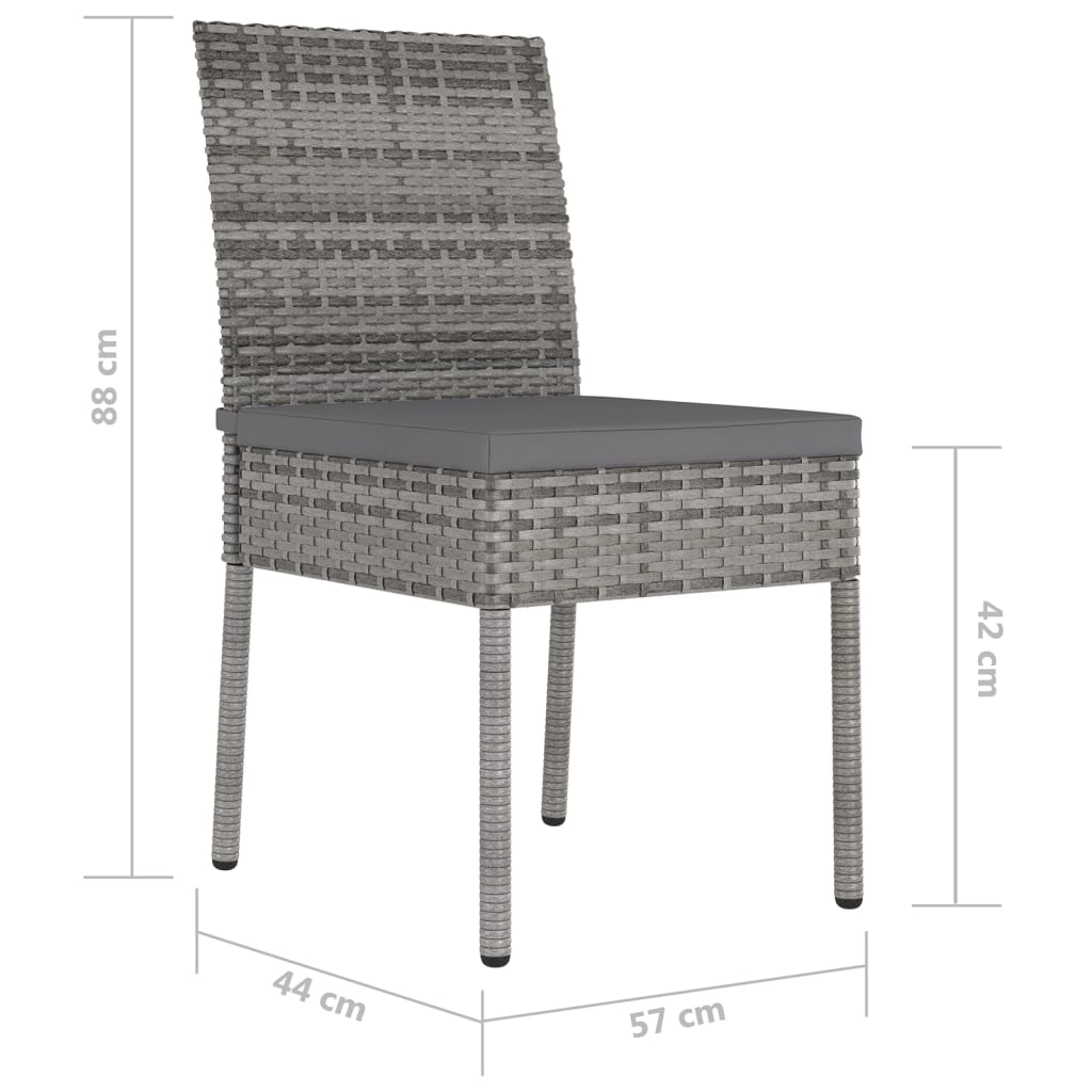 Cadeiras de jantar para jardim 4 pcs vime PE cinzento