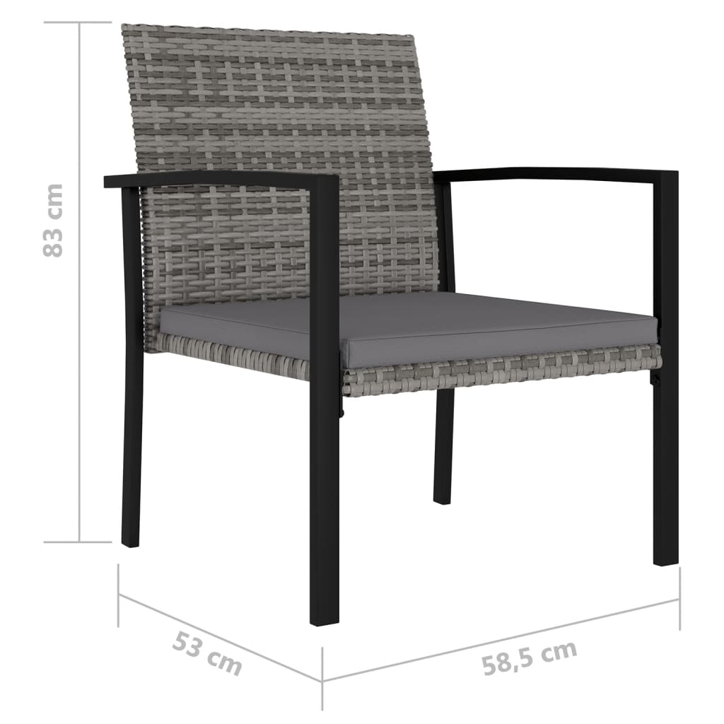 Cadeiras de jantar para jardim 4 pcs vime PE cinzento