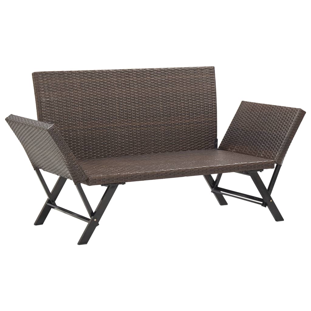 Banco de jardim com almofadões 176 cm vime PE castanho