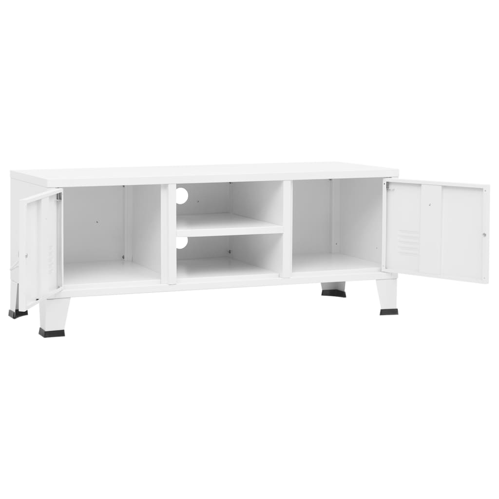 Móvel de TV industrial 105x35x42 cm metal branco