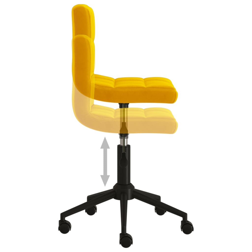 Cadeira de jantar giratória veludo amarelo mostarda