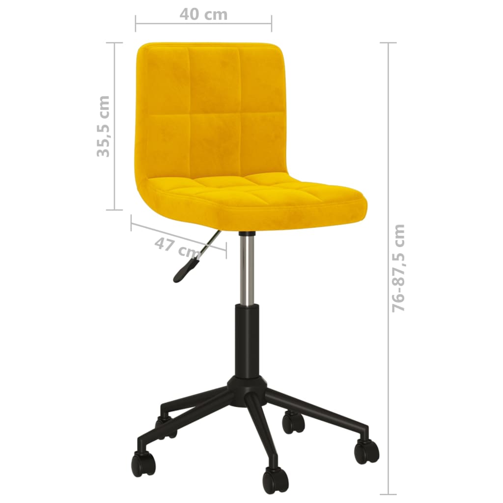 Cadeira de jantar giratória veludo amarelo mostarda