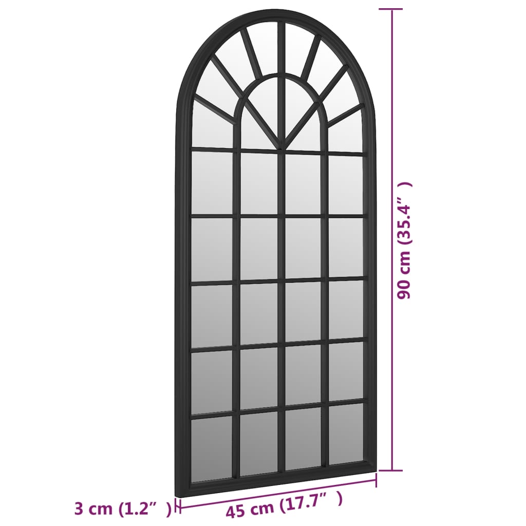Espelho de jardim p/ uso exterior ferro 90x45 cm preto