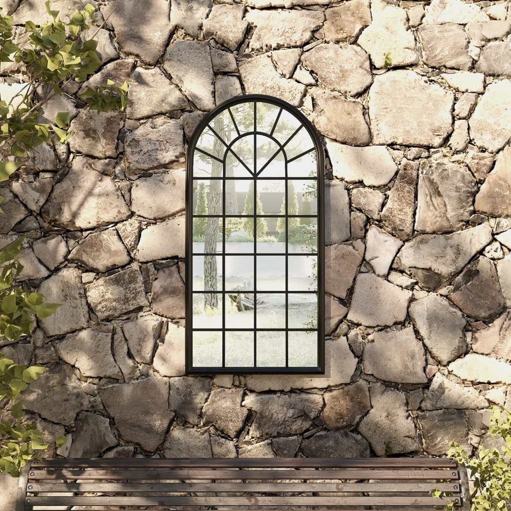 Espelho de jardim p/ uso exterior ferro 90x45 cm preto
