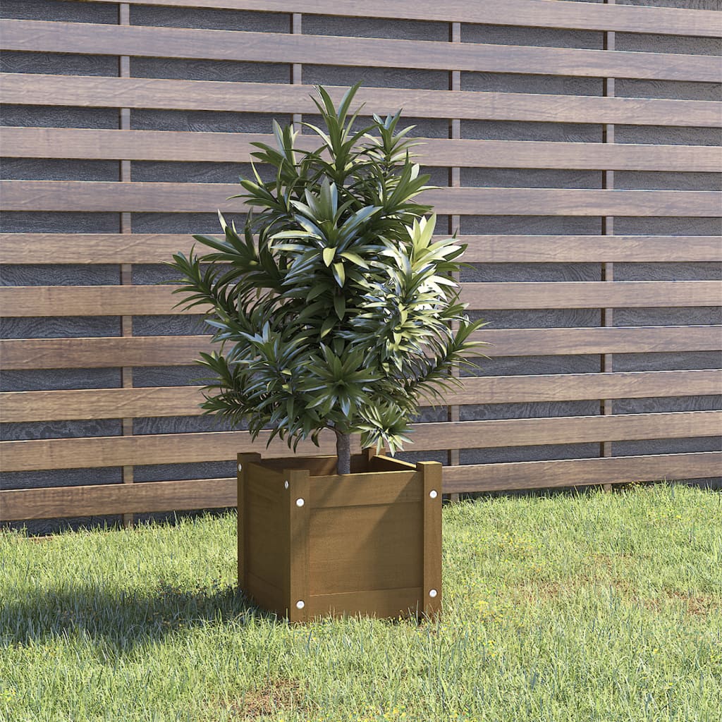 Vaso/floreira de jardim 31x31x31 cm pinho maciço