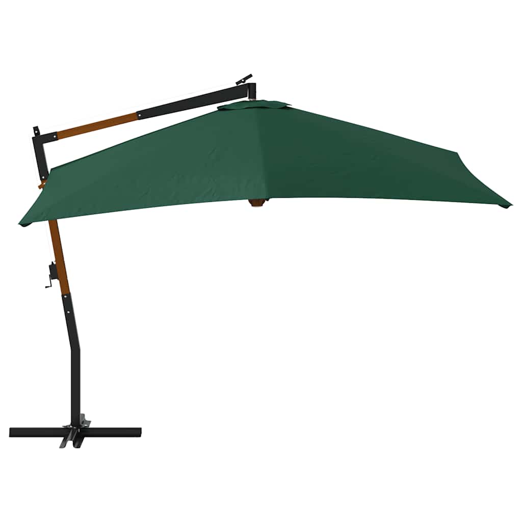 Guarda-sol jardim cantilever c/ poste madeira 400x300 cm verde