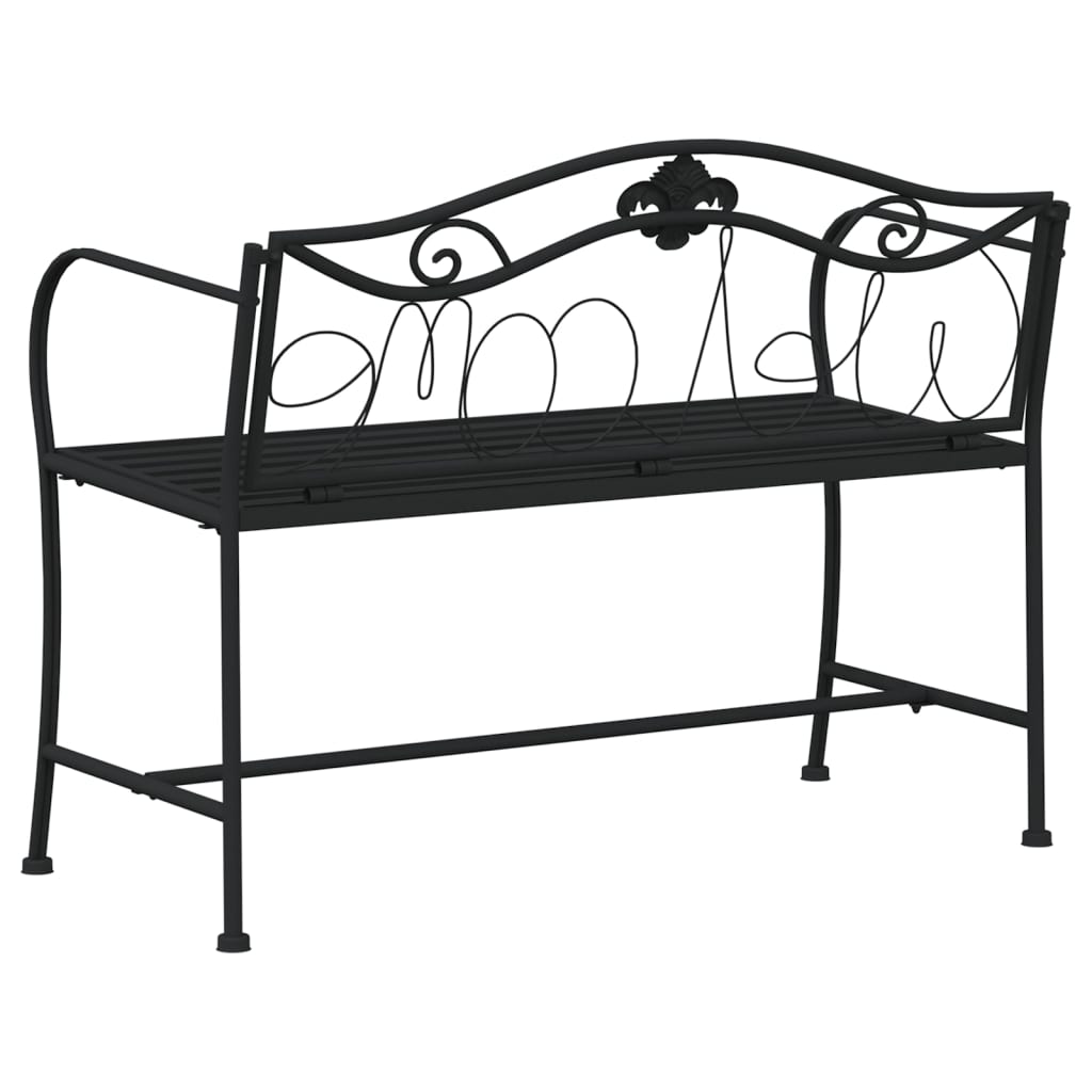 Banco de jardim de 2 lugares 104 cm aço preto