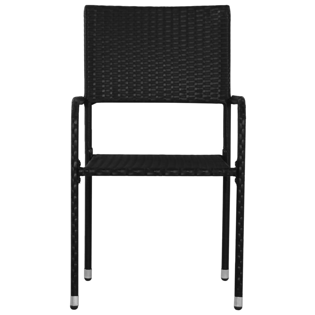 Cadeiras de jantar empilháveis para jardim 2 pcs vime PE preto