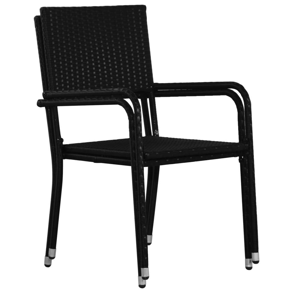 Cadeiras de jantar empilháveis para jardim 2 pcs vime PE preto