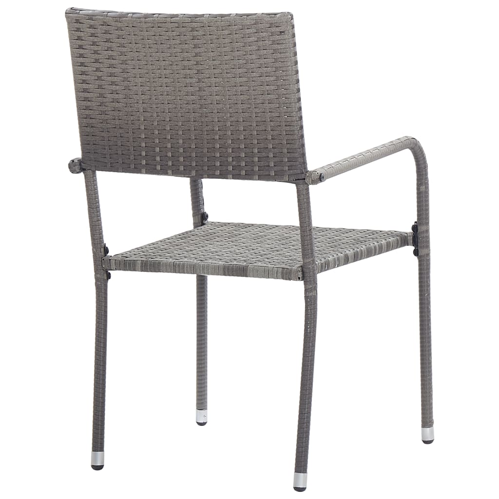 Cadeiras de jantar empilháveis para jardim 2 pcs vime PE cinza