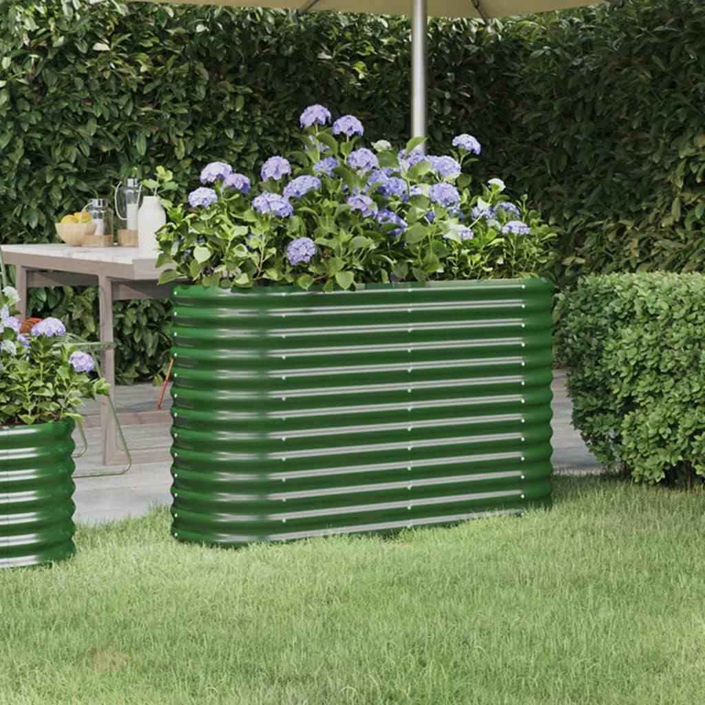 Canteiro elevado jardim 114x40x68 cm aço galvanizado verde