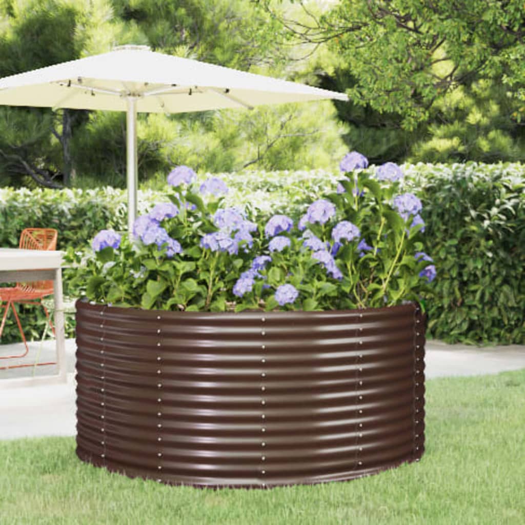 Canteiro elevado de jardim marrom 140x140x68 cm aço galvanizado