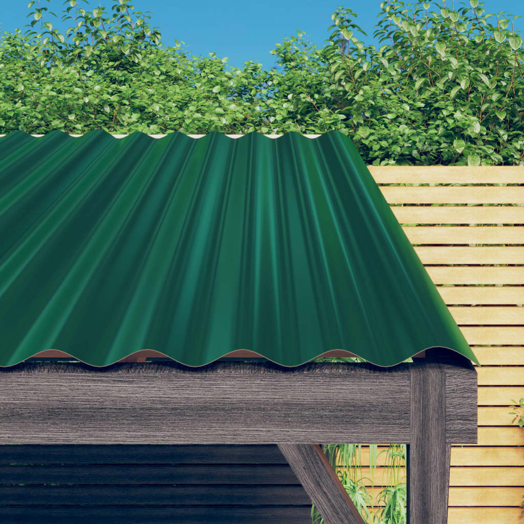 Painéis de telhado 12 pcs 80x36 cm aço galvanizado verde