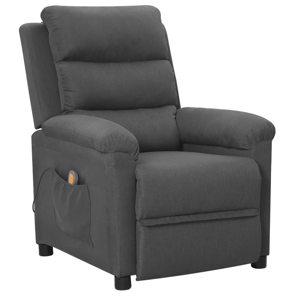 Poltrona de massagens tecido cinzento-escuro