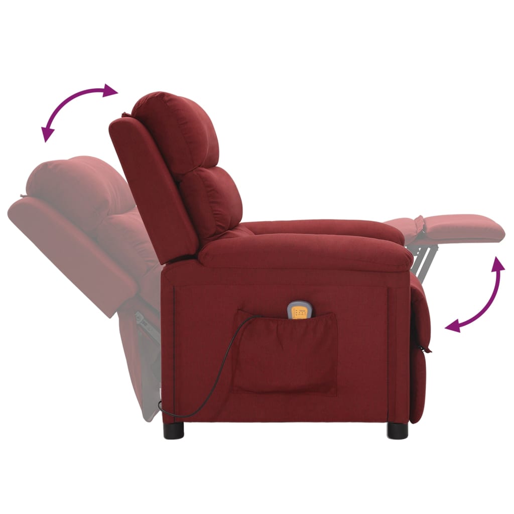 Poltrona de massagens elétrica reclinável tecido vermelho tinto