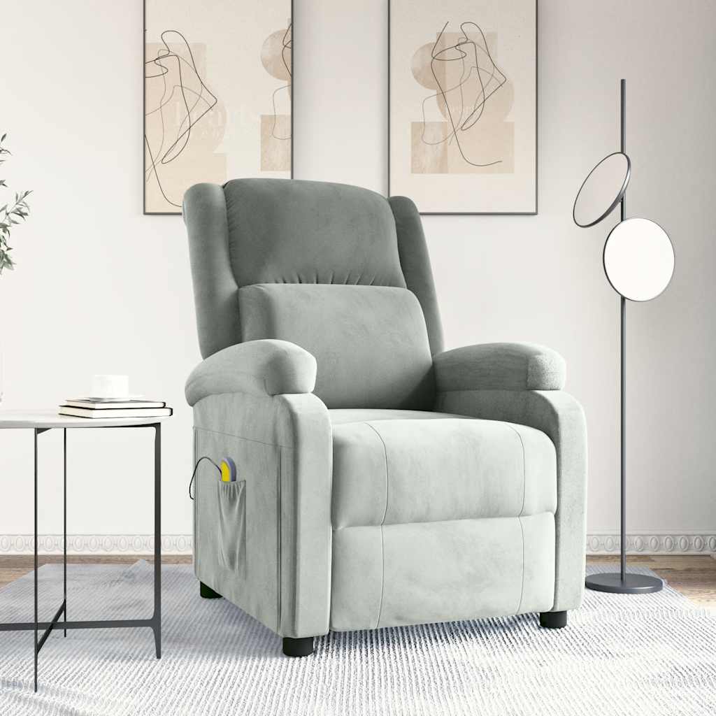Poltrona de massagens veludo cinzento-claro