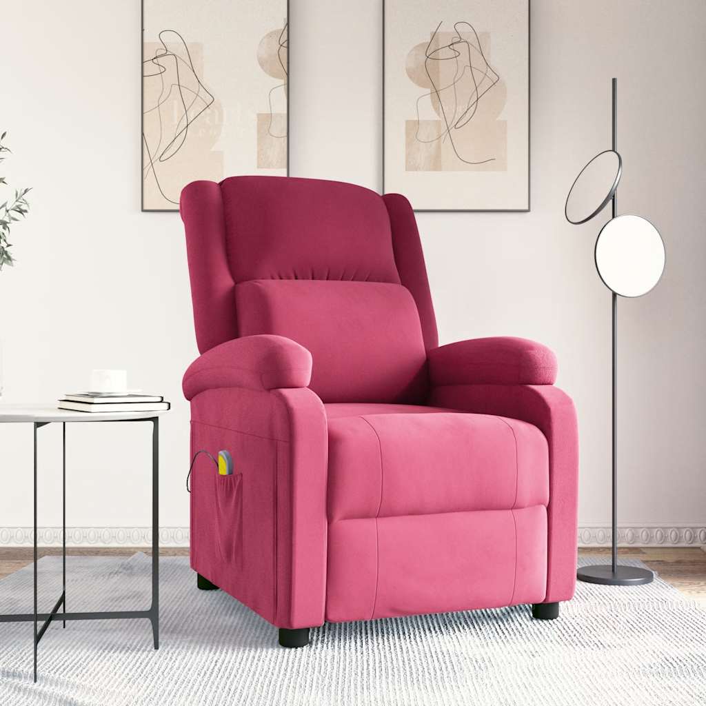 Poltrona de massagens veludo vermelho tinto