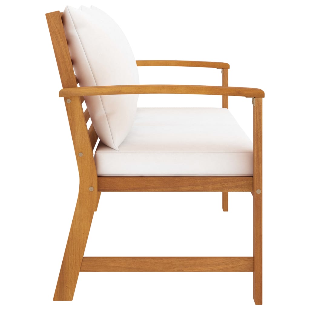 Banco de jardim com almofadão cor creme 120 cm acácia maciça