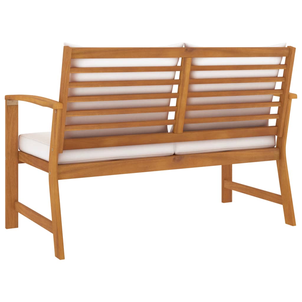 Banco de jardim com almofadão cor creme 120 cm acácia maciça