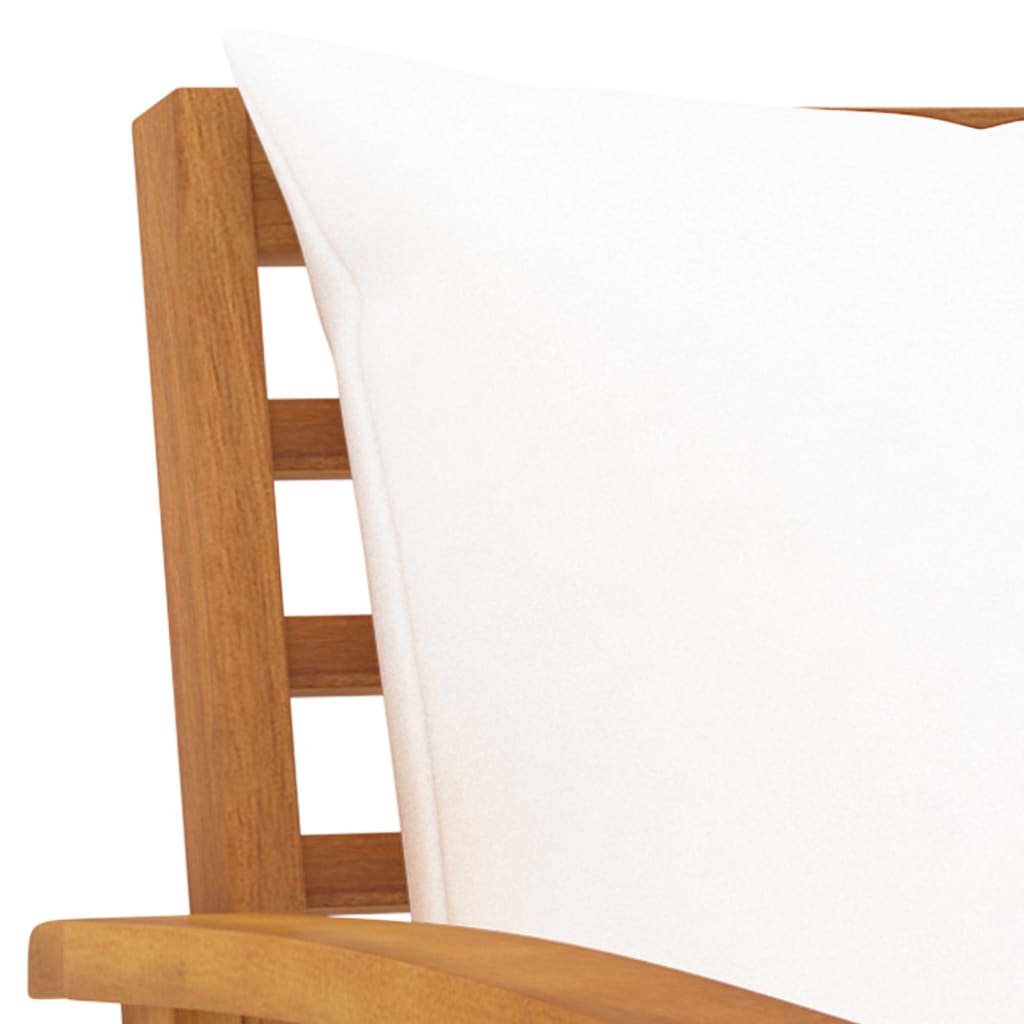 Banco de jardim com almofadão cor creme 120 cm acácia maciça