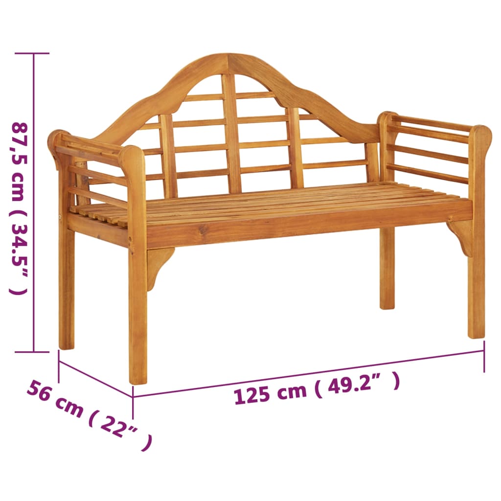 Banco de jardim 125 cm madeira de acácia maciça
