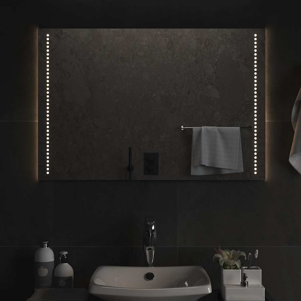 Espelho de casa de banho com luzes LED 90x60 cm