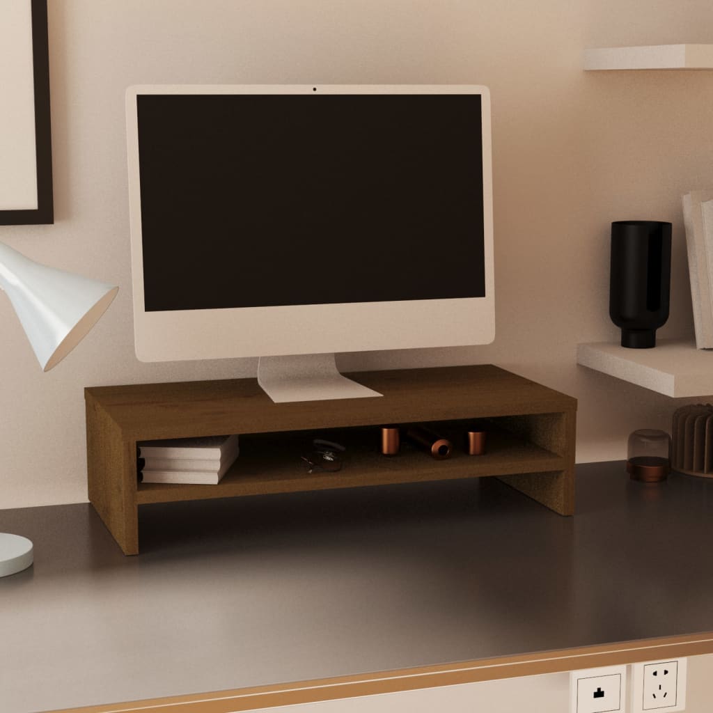 Suporte para monitor 50x24x13 cm madeira de pinho maciça branco