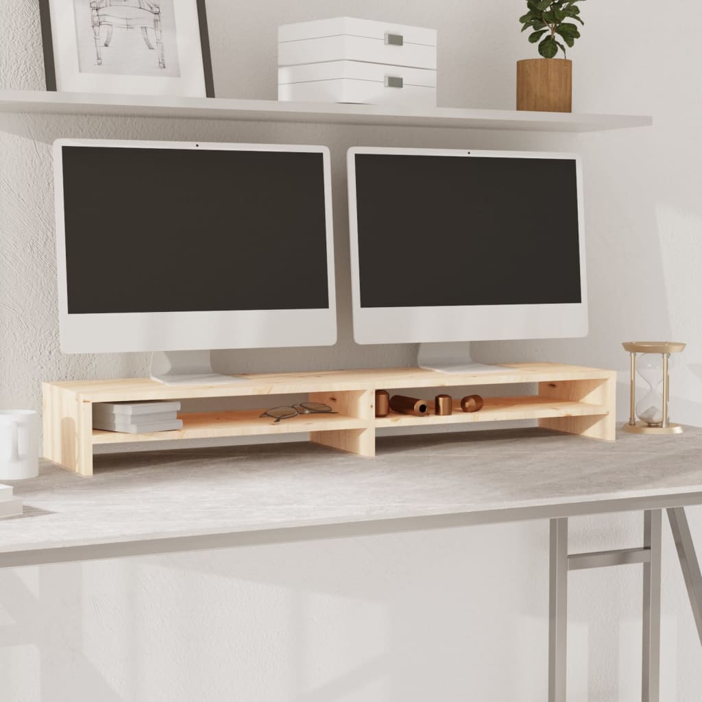 Suporte para monitor 100x24x13 cm pinho maciço branco