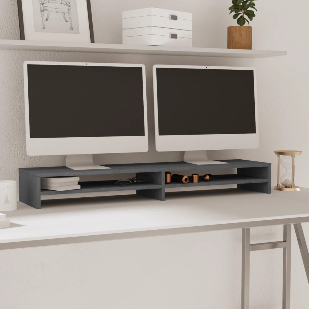 Suporte para monitor 100x24x13 cm pinho maciço branco