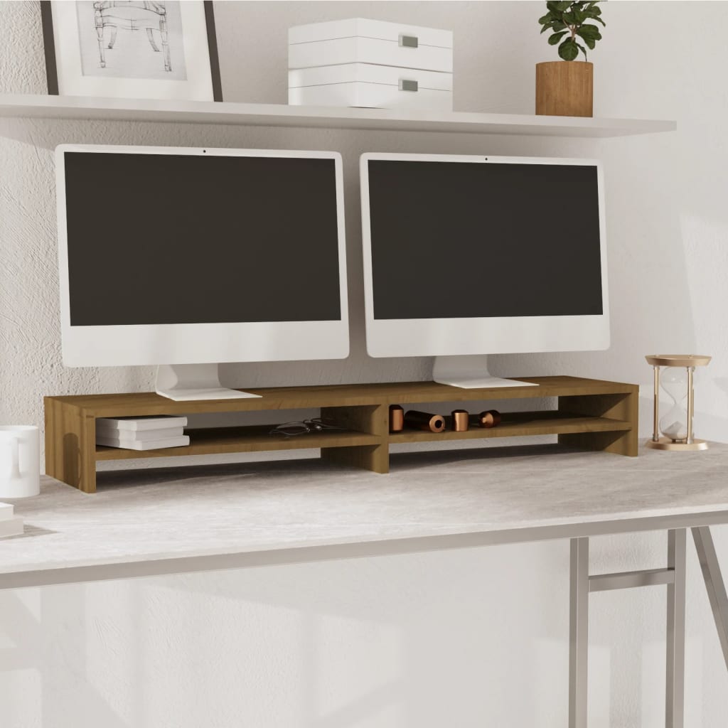 Suporte para monitor 100x24x13 cm pinho maciço branco