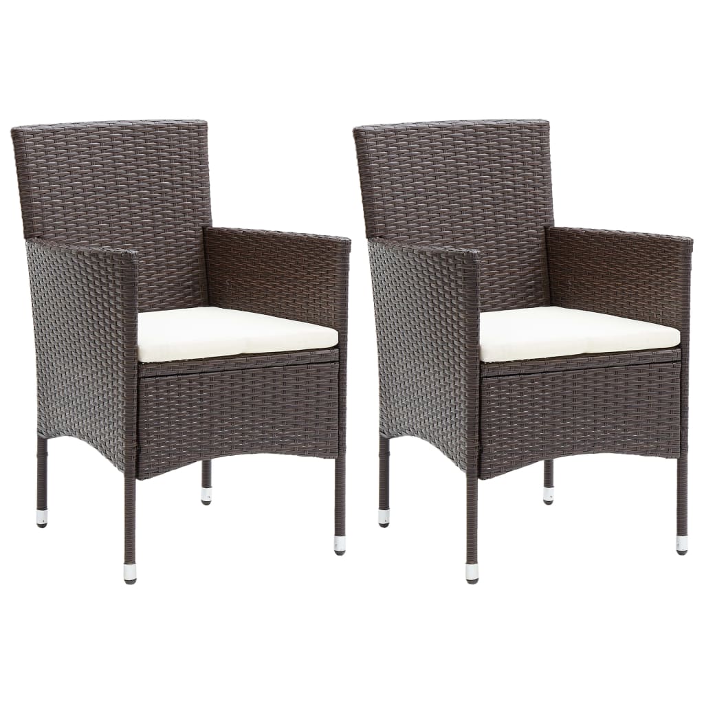 Cadeiras de jantar para jardim 2 pcs vime PE castanho