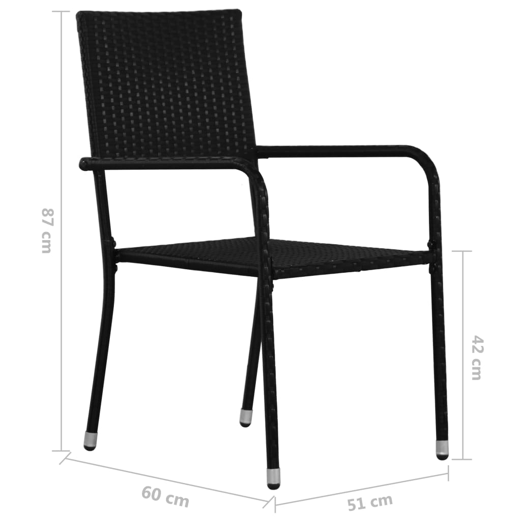 Cadeiras de jantar empilháveis para jardim 2 pcs vime PE preto