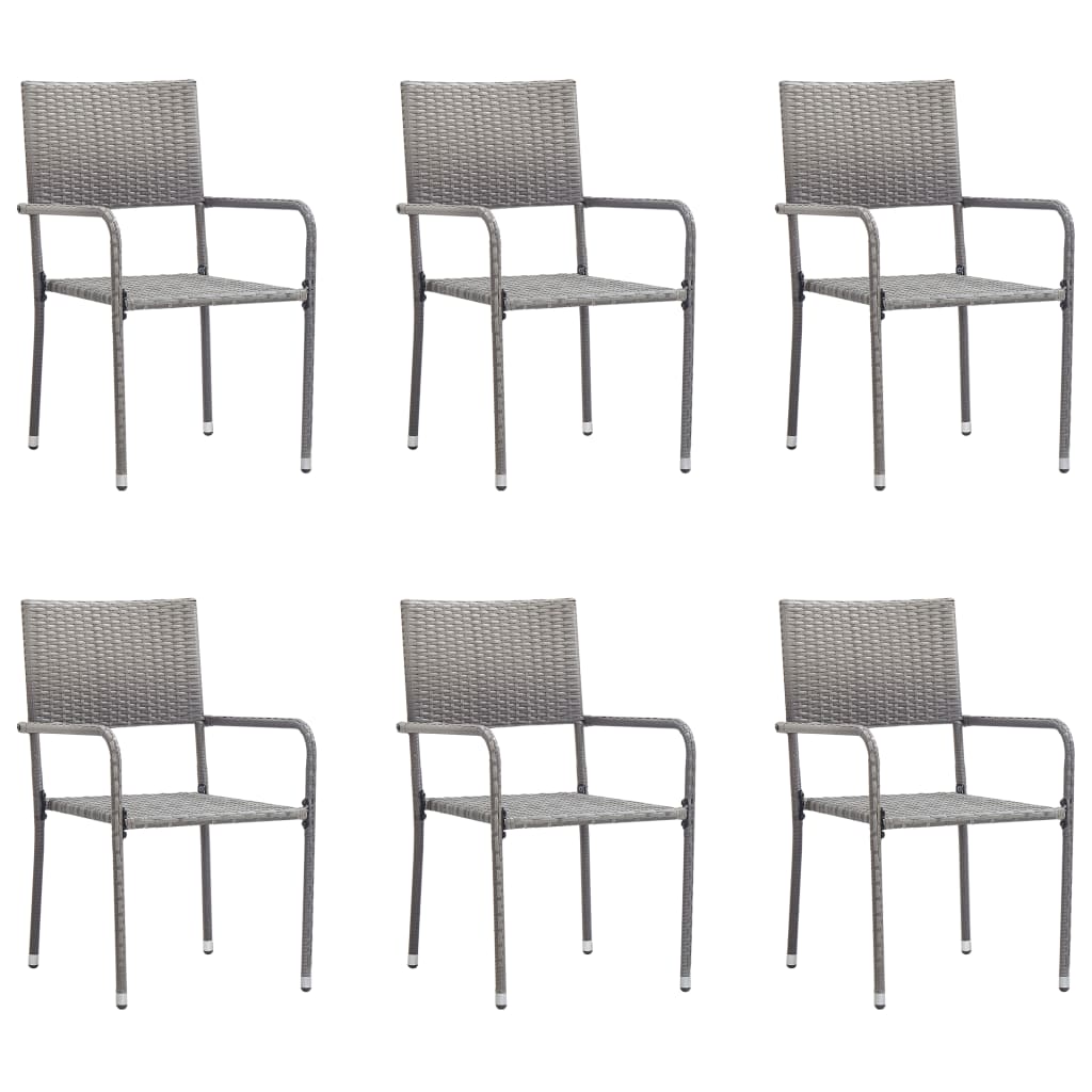 Cadeiras de jantar empilháveis para jardim 6 pcs vime PE cinza