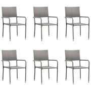 Cadeiras de jantar empilháveis para jardim 6 pcs vime PE cinza