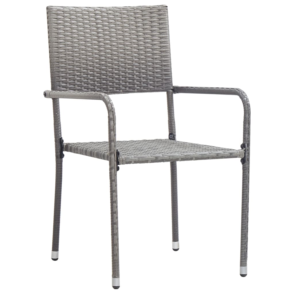 Cadeiras de jantar empilháveis para jardim 6 pcs vime PE cinza