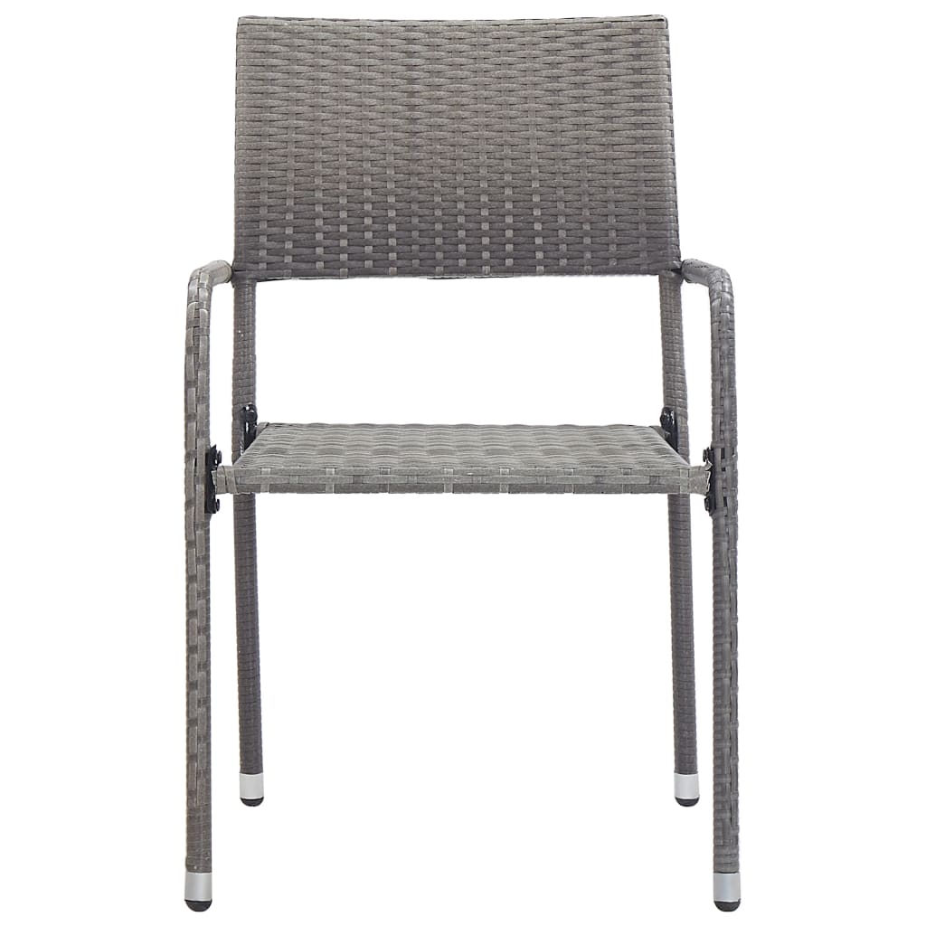 Cadeiras de jantar empilháveis para jardim 6 pcs vime PE cinza