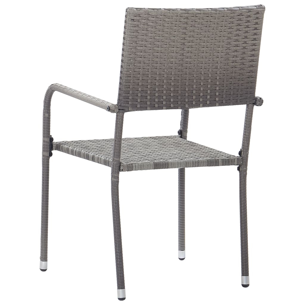 Cadeiras de jantar empilháveis para jardim 6 pcs vime PE cinza