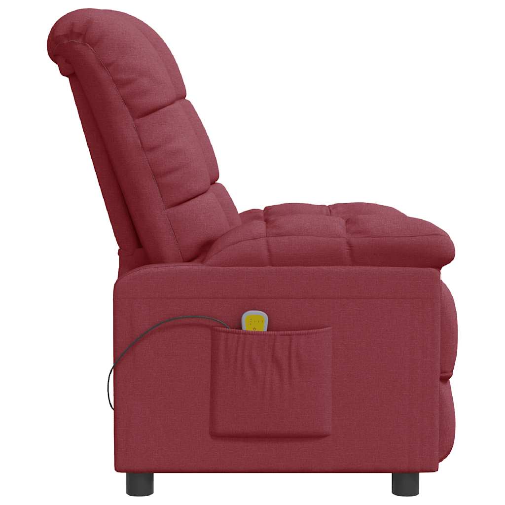 Poltrona de massagens elétrica reclinável tecido vermelho tinto