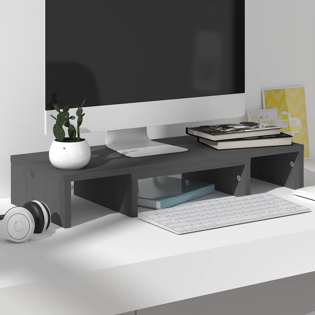 Suporte para monitor 60x24x10,5 cm madeira pinho maciça branco